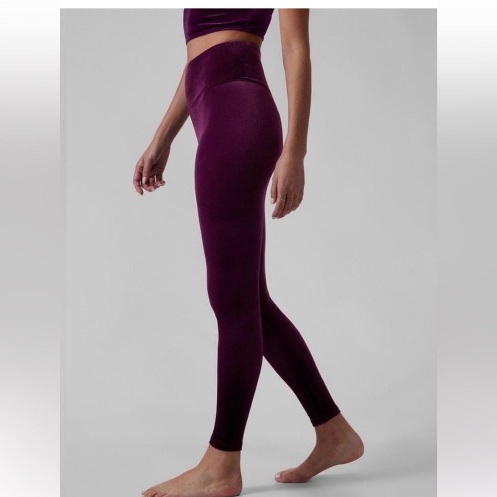 Athleta Elation Velvet Tight size medium burgundy color